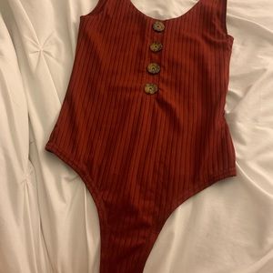 Tank Top Bodysuit with Buttons from Streetwear Society, Red, Size Womens Small